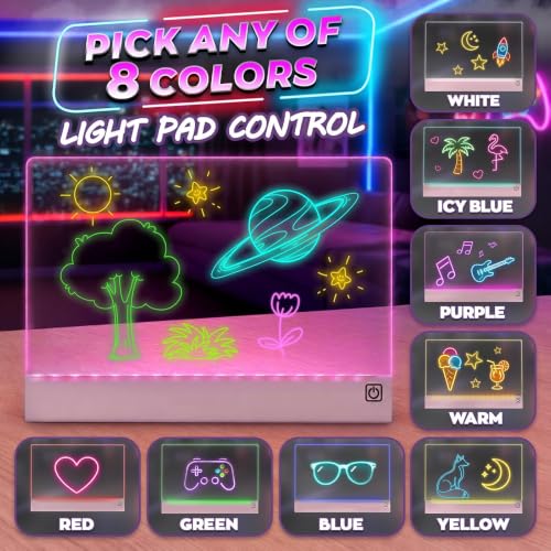 Upgraded 16 Inches LED Drawing Board – Rechargeable, 8 Colors, 11 Light Modes, Adjustable Brightness – Acrylic Light Board for Tracing with Stand, Markers and Full Kit – Birthday Gift Set (Pink) - style: Style Pink