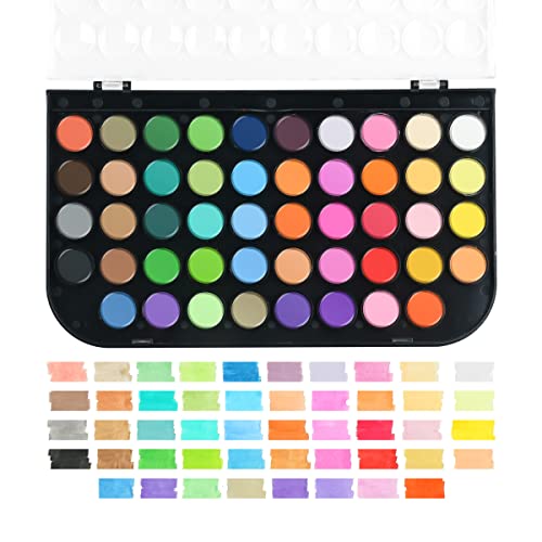 TRANSON 48 Colors Watercolor Paint Set with 4pcs Paint Brushes and 1pcs Water Brush Pen for Adults, Beginners and Artists