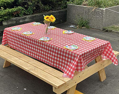 Neatiffy 54 x 108 Inch 6 Pack Rectangle Plastic Table Cloth Picnic/Camping/Party/Banquet Table Cover Disposable/Reusable Tablecloths (Red Checkered) - color: Red Checkered