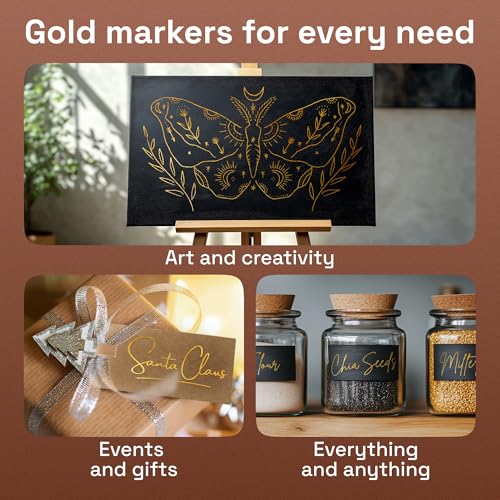 ARTISTRO Gold Paint Pens - Extra-Fine Tips - Set of 5 - color: Gold