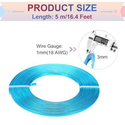 MECCANIXITY Aluminum Flat Wire, 3mm 18 Gauge Bendable Nose Wire Soft Craft Jewelry Wire for Jewelry Making Handmade Crafts DIY Bezel Sculpting, Sky Blue - color: Sky Blue