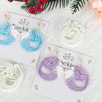 Xaekicr Dragon Mermaid Polymer Clay Cutters Set – Fantasy Clay Earring Cutters for DIY Jewelry Making – Polymer Clay Molds and Clay Tools - color: I color