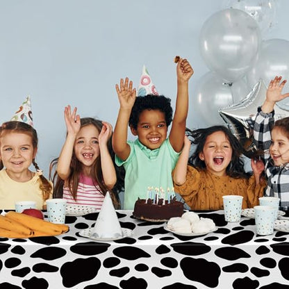 Kochorie 2 Packs 108 x 54 Inch Cow Print Tablecloths, Disposable Black and White Cow Print Table Cloth, Waterproof Cow Themed Plastic Table Cover for Farm Animal Birthday Baby Shower Party Decor - style: Cow Print