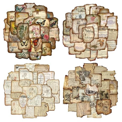 200 Pcs Vintage Scrapbook Journaling Stickers Antique Map Floral Style | for Adults & Teens, Junk Journal, Bullet Planners, Diaries, Collages & DIY Crafts - style: Retro