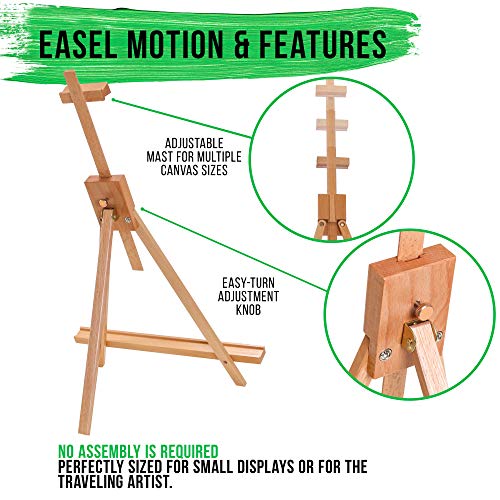 U.S. Art Supply 31" High Wood Studio Tabletop Easel (4 Pack) - Adjustable Artist Tripod, Holds Up to 27" Canvas, Folding A-Frame Artist Display Stand - Table Top Easel for Painting