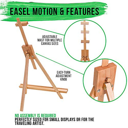 U.S. Art Supply 31" High Wood Studio Tabletop Easel (4 Pack) - Adjustable Artist Tripod, Holds Up to 27" Canvas, Folding A-Frame Artist Display Stand - Table Top Easel for Painting