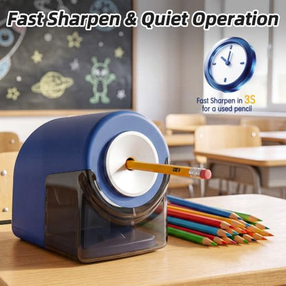 deli Electric Pencil Sharpener,Heavy Duty Pencil Sharpener, Blue - color: Blue