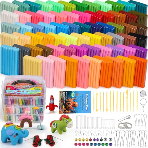 Ixiaoyoo 70 Colors Polymer Clay, Oven Bake DIY Modeling Clay for Kids | Easy to Shape, Non-Sticky, Model Clay Toys with Sculpting Tools, Art Supply for School Project, Home Decor, Gift for Artists - color: 70 Colors