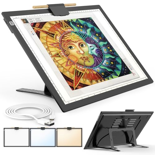 A3 Light Board for Diamond Painting, Rechargeable Battery Light Pad, Magnetic Tracing Light Box, Ultra-Thin Copy Board with 3 Colors& 6 Levels Adjustable Brightness for Drawing, Sketching, Animation - style: A3-rechargeable
