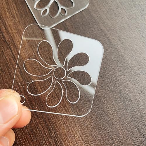 NUO RUI Mandala Stencil Set, 15 Clear Acrylic Stencils, 5 Assorted Designs, 3 Size Options, for Dot Art and Painting (Pattern 4)