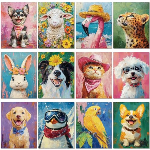 Sherr 12 Pcs Pre Drawn Canvas for Adults,Cute Animals,8 x 10 Inch - size: 8 x 10 Inch, style: Cute Animals