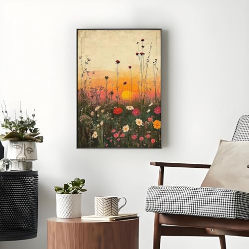 OJTOYART Flower Paint by Numbers Kit for Adults, Wildflower Adult Painting by Numbers for Beginner on Canvas, DIY Hand Painted Oil Paintings for Home Wall Decor 16 X 20 inch - color: MT6298