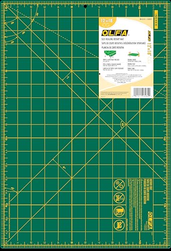 OLFA 12x18" Self-Healing Rotary Cutting Mat (RM-CG) - Double-Sided, Green | Self-healing, triple-layer heat welded, double-sided, rotary mat - Quilting and sewing - Quilters and Crafters - color: Green (new)