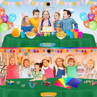 Grandipty Plastic Table Cloth Disposable 12 Pack 84" Round Green | Plastic table covers, durable disposable tablecloths, fade and tear-resistent table cover for party, event