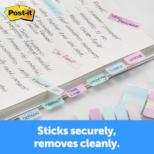 Post-it Pastel Color Tabs, 3 Colors, 3x3 inches, 24-Pack | 36 Tabs/Pack, 864 total, Gradient Blue, Pink, Clear - style: 24 Pack