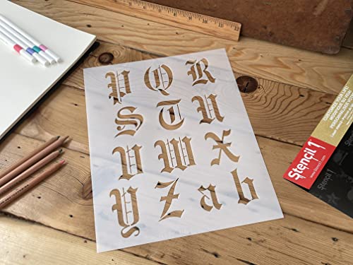Stencil1 Old English Font Stencil 2" Alphabet Letters Painting Craft - size: 2" Letters