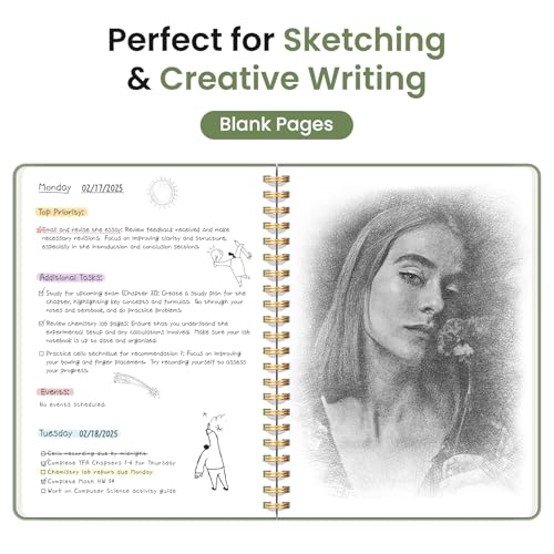 Taja Blank Spiral Journal Notebook for Women & Men, 140 Pages, Sketch Book, Plain Notebook for Drawing & Sketching, Journals for Creative Writing, A5(5.7" x 7.9") – Green - color: A.Green, style: d-Blank