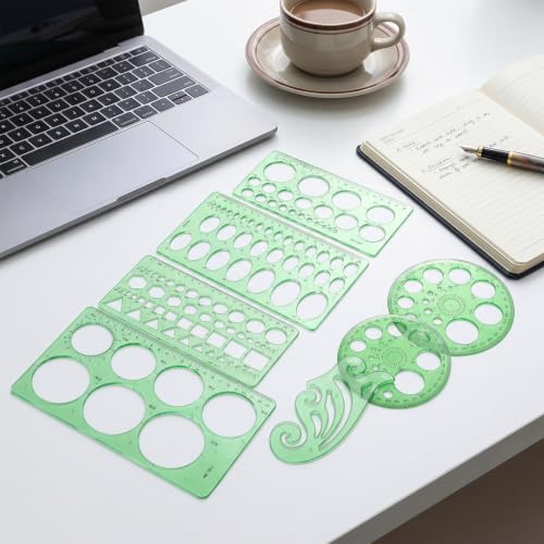 7 Pcs Drafting Templates,ABS Plastic Geometric Stencils,Unit: CM