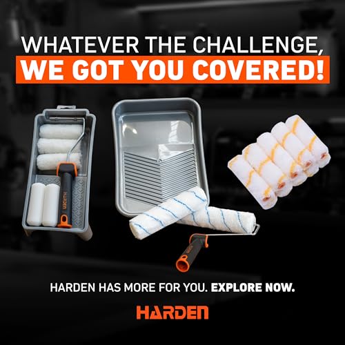 Harden Professional 4 inches 7-Piece Paint Roller Brush Set – Includes Foam & Polyester Acrylic Rollers, Silver Paint Trap, TPR Handle – Ideal for Smooth Finishes on All Paint Types