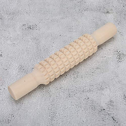 Clay Roller Wooden Solid Clay Rolling Pin Pottery Modeling Tools Dough Roller Baking Pastry Cake Pizza Roller (Lattice Type)