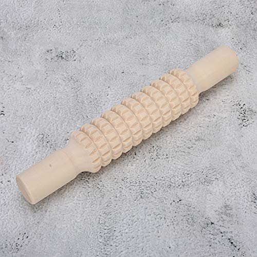 Clay Roller Wooden Solid Clay Rolling Pin Pottery Modeling Tools Dough Roller Baking Pastry Cake Pizza Roller (Lattice Type)