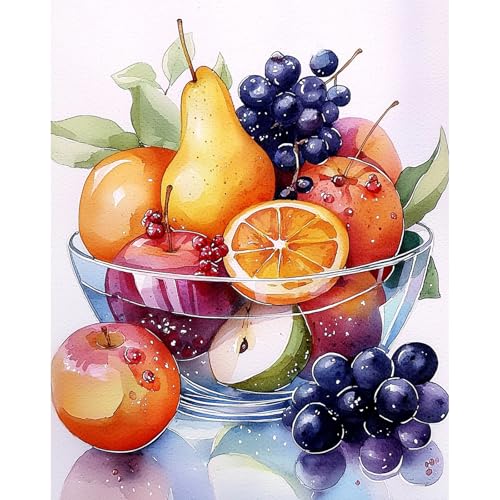 RICUVED Fruit Paint by Numbers for Adults, Grapes Paint by Numbers Kit for Adults Beginners, DIY Acrylic Oil Painting on Canvas Easy for Gift Home Wall Decor 16x20 Inch - color: SO032