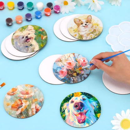 ESRICH 20Pack 4x4IN Round Mini Canvas Magnets, Small Magnetic Paint Canvas - size: 4x4in(20 Pack)