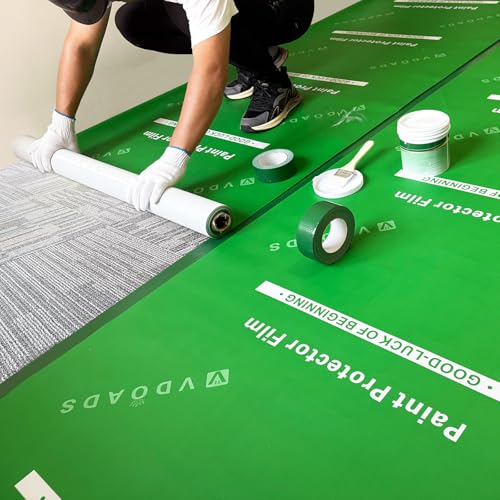 Carpet Floor Protection Film Heavy-Duty Temporary Painter Plastic Drop Cloth Painting Protector Roll No Cotton Construction Covering Waterproof 39" x 100' - size: H-001