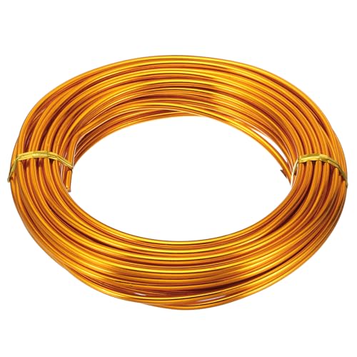 PATIKIL 32.8ft Aluminum Wire, 1pcs Jewelry Wire Aluminum Craft Wire 3mm 9 Gauge Wire Metal for Jewelry Making Beading Crafting Pendants Art, Gold - color: Gold, size: 3mm