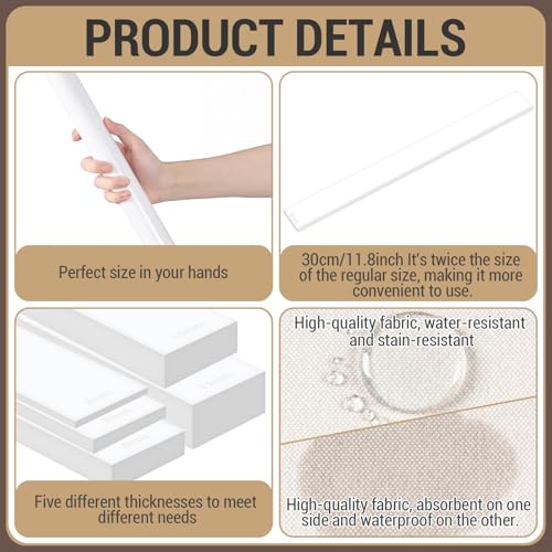 Fiwochic 12 Pcs Acrylic Pottery Tools Set Includes 1 Acrylic Clay Rolling Pin Sculpting Polymer Clay Tools 1 Stain Resistant Tablecloth and 10 Pcs 5 Size Teaching Rolling Mud Stick Guide(White) - color: White