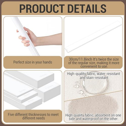 Fiwochic 12 Pcs Acrylic Pottery Tools Set Includes 1 Acrylic Clay Rolling Pin Sculpting Polymer Clay Tools 1 Stain Resistant Tablecloth and 10 Pcs 5 Size Teaching Rolling Mud Stick Guide(White) - color: White