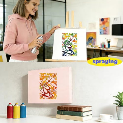 8 Pcs Geometric Texture Stencils Painting Reusable 7×11 Inch Flower Wood Grains Stencils for Crafts Plastic Coral Maple Stencil Drawing Templates for DIY Wall Canvas Knit Notebook Card Wood