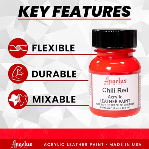 Angelus Acrylic Leather Paint, 1 Fl Oz (Pack of 1), Chili Red - color: Chili Red, size: 1 Fl Oz (Pack of 1)