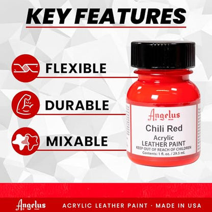 Angelus Acrylic Leather Paint, 1 Fl Oz (Pack of 1), Chili Red - color: Chili Red, size: 1 Fl Oz (Pack of 1)