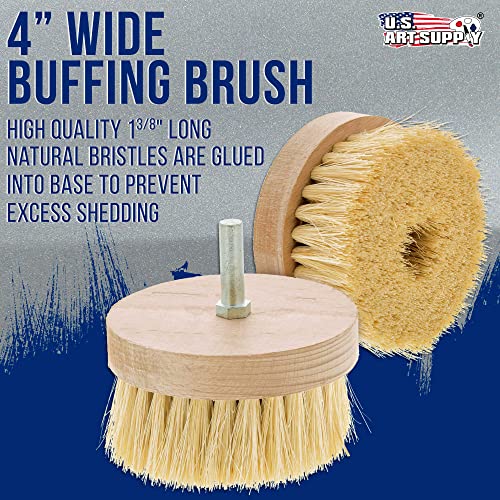 U.S. Art Supply 4" Wide Chalk and Wax Buffing Brush with 3/8" Drill Arbor