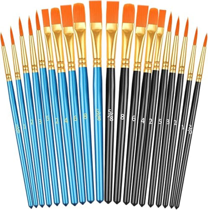 20 Pcs Paint Brushes, Acrylic Painting Brush Set, Watercolor Brushes, Acrylic Brushes for Oil Watercolor, Miniature Detailing, and Rock Painting - style: 20 PCS