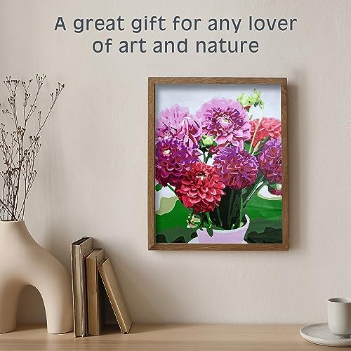 Pink Picasso Paint by Number Kit, for Adults & Teens,16x20, Dahlia Delight | Botanical Floral Collection, Acrylic Paints and Brushes included, Pre-printed high quality canvas, DIY art kit, Gift-ready - color: Dahlia Delight