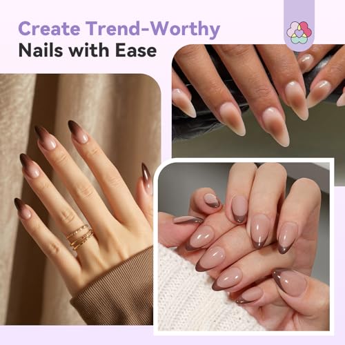 SAVILAND Dilution Free Airbrush Gel Nail Polish: Dark Nude Nail Airbrush Paint High Coverage Hema ＆ Acetone Free with Fine Mist No Clogging for Ombre French Nail Art Design Salon 20 ml - color: Dark Nude