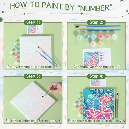 Nezyo 12 Sets Paint by Numbers with Frame for Adults, DIY Acrylic 8x8in | Beginner-friendly Canvas Kits, Party Activity or Birthday Gifts, Includes Brushes with Paints, Pre-framed Ready to Hang - style: Landscape