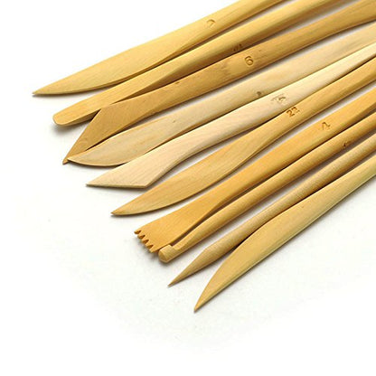 COMIART 10pcs Wooden Polymer Clay Pottery Play Dough Modeling Tools