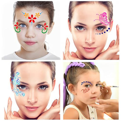 28 pcs Face Paint Stencils Kits Face Painting Stencils Reusable | Reusable Face Tattoo Painting Templates for Kids - color: Mix03