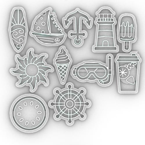 Nautical & Summer Fun Polymer Clay Cutters Set - 9pcs Coastal Shapes Including Lighthouse, Anchor, Ship Wheel, Ice Cream & Sunglasses for DIY Earring Jewelry, Soft Clay Crafts & Scrapbooking - color: Q color