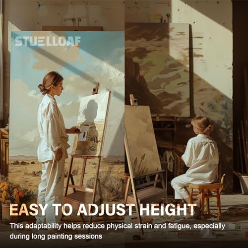 Large Solid Beech Wood Painting Easel H-Frame with Storage Drawer - color: Wooden Normal