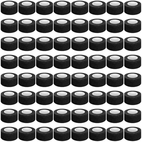 Treela 64 Pack 2" X 5 Yards Self Adhesive Bandage Wrap Black | Cohesive Flexible Wrap for Wrist Ankle Fingers, Breathable Sports Tape, Self Adherent Rolls for Pets Vet, Coban Style - color: Black, size: 1 Inch X 5 Yard