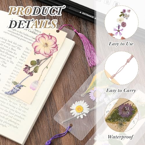Fuyoooo 376 Pcs Pressed Flower Bookmark Kit,Purple,2 x 6 Inch - color: Purple, size: 2 x 6 Inch