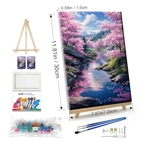 JOOZ Landscape Paint by Number Kit for Adults Beginner with Easel Forest Adult Paint by Number Kits on Canvas with Frame DIY Oil Painting Kits for Gift Home Wall Decor 7.87x11.81 Inch - color: PG20