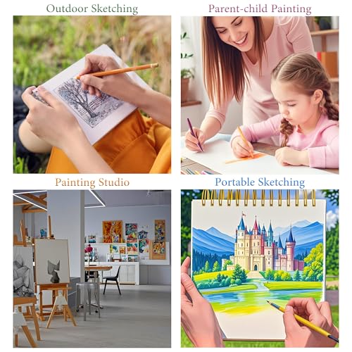 SuyuanArt Hardcover Square Sketchbook 8" x8", Thick Acid-Free Paper for Drawing Spiral Bound, Portable Mixed Media Art Sketch Pad,Drawing Sketching Gift for Artists - color: Roses 8.3" x 8.3"