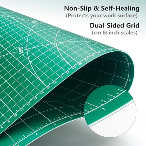 ArtAt Self Healing Cutting Mat: 24 x 36 inch Green Large 5-Ply Double-Sided Durable Non-Slip PVC Cutting Mat for Sewing Quilting Scrapbooking Art & Crafts projects… - color: Green, size: 36"L x 24"W