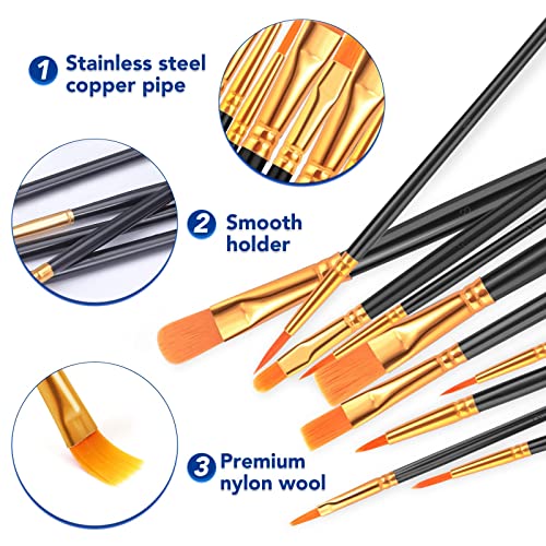 ESRICH 160PCS Paint Brushes, Paint Brush for Acrylic Painting - color: Black, size: 160