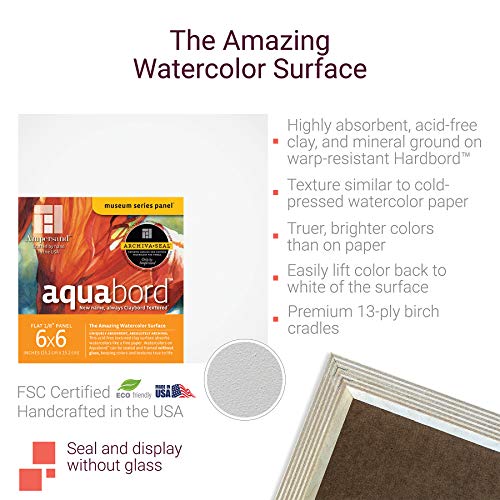 Ampersand Aquabord Panel for Watercolor and Gouache, 1/8 Inch Depth, 5X5 Inch, Pack of 4 (CBT055) - color: Flat Profile, size: 1/8 Inch, 5" x 5" - Pack of 4